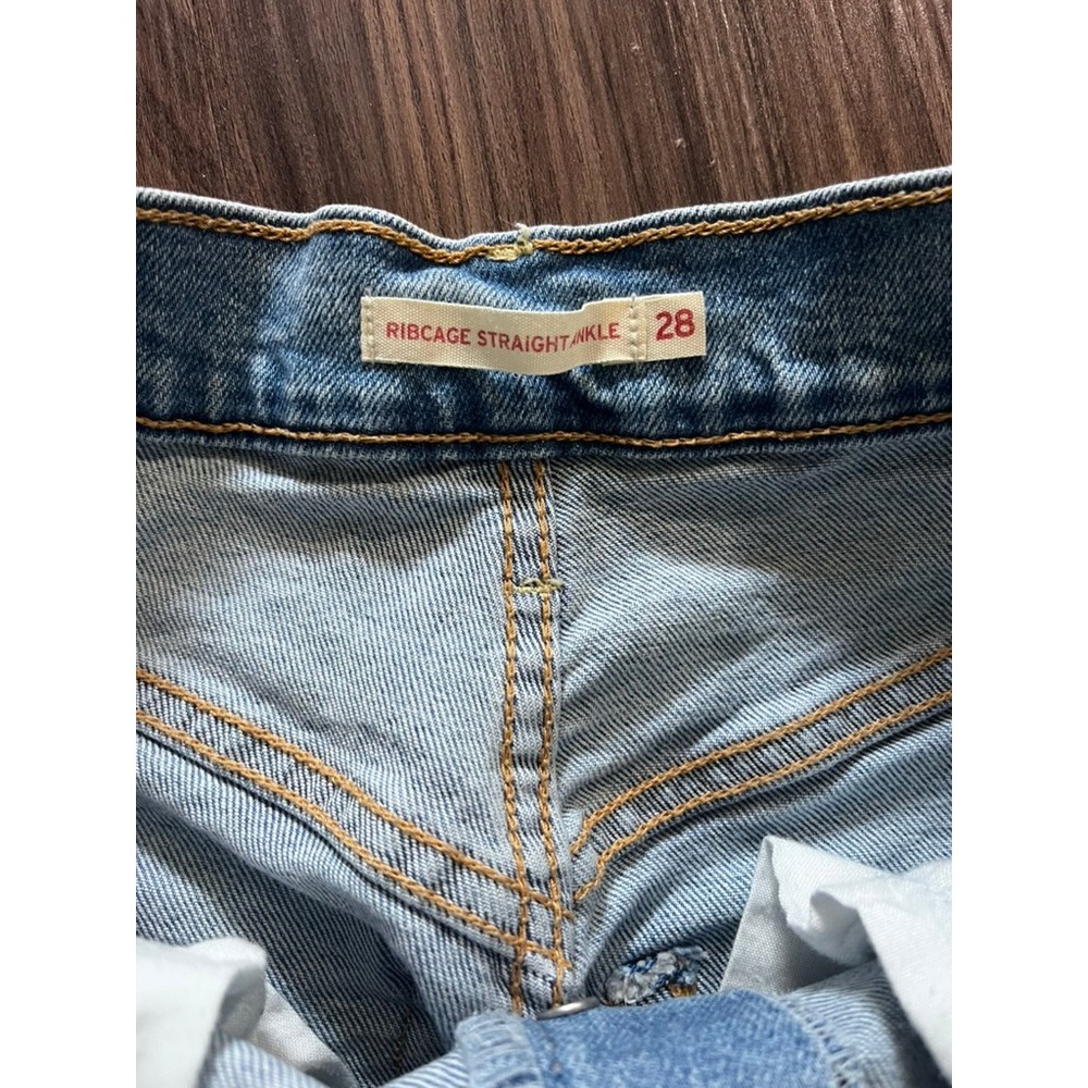 Levi's Ribcage Straight Ankle Jeans Medium Wash Cotton Poly Blend Denim size 28 - Picture 6 of 9
